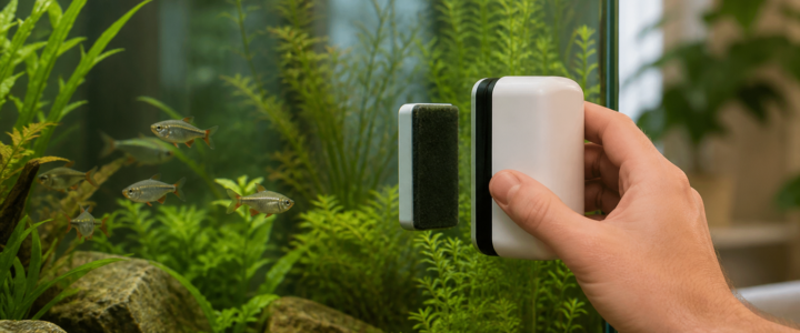 Using a floating magnetic algae cleaner on a planted aquarium